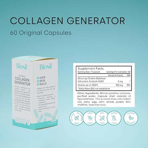 Biosil Collagen Generator - 60 Capsules - with Patented ch-OSA Complex - Generates & Protects Your Own Collagen BioSil uk supplements