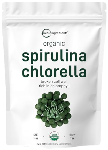 Organic Chlorella Spirulina Tablets, 3000mg Per Serving, 720 Counts, 4 Months Supply Micro Ingredients uk supplements