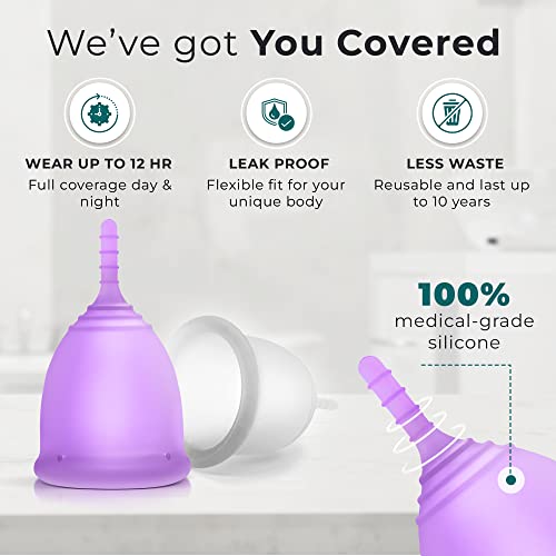 CareCup Menstrual Cups - Set of 2 Reusable Period Cups - Premium Design with Soft Carecup uk supplements