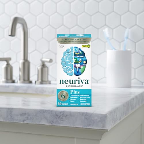 NEURIVA Plus Brain Supplement for Memory and Focus Clinically Tested Nootropics for Concentration for Mental Clarity, Cognitive Enhancement Vitamins B6, B12, Phosphatidylserine 30 Capsules NEURIVA uk supplements