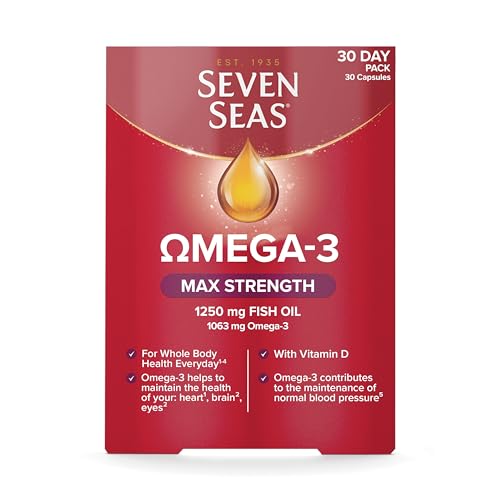 Seven Seas Omega-3 Fish Oil, Max Strength, Omega 3 + Vitamin D For Whole Body Health Seven Seas uk supplements