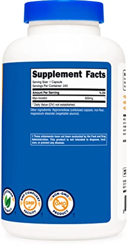 Nutricost Inositol Capsules 500mg, 240 Capsules - Veggie Capsules, Non-GMO, Gluten Nutricost uk supplements