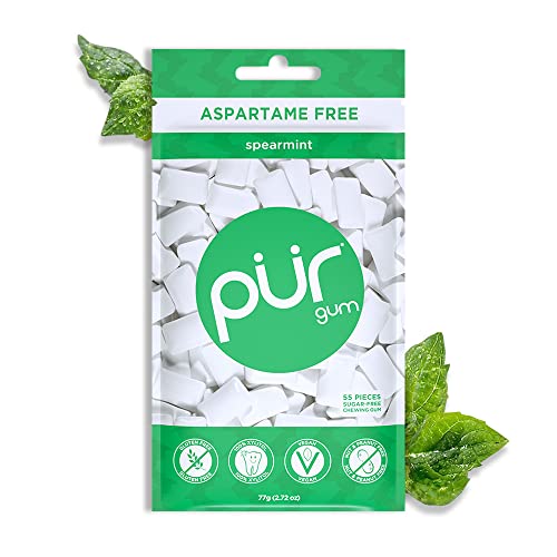 PUR Gum | Aspartame Free Chewing Gum | 100% Xylitol | Natural Spearmint Flavored Gum PUR uk supplements