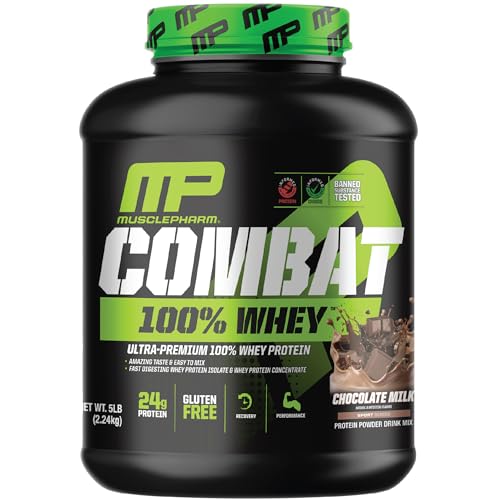 MusclePharm Combat 100% Whey, Chocolate Milk - 5 lb Protein Powder - Gluten Free Muscle Pharm uk supplements