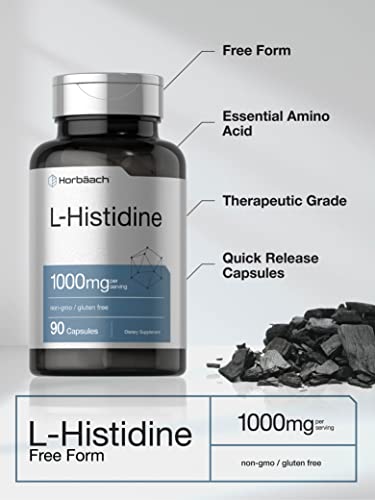 Horbaach L-Histidine 1000mg 90 Capsules | Non-GMO and Gluten Free | Pharmaceutical Horbäach uk supplements