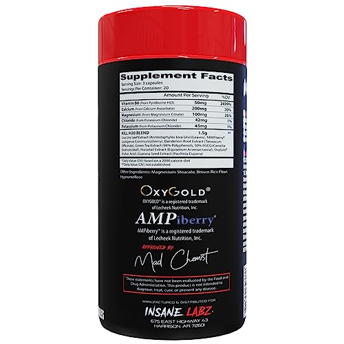 Insane Labz Kill H20, AMPiberry Infused Diuretic, Reduce Water Retention and Bloating Relief Insane Labz uk supplements