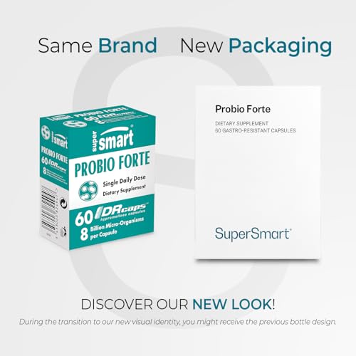 Supersmart - Probio Forte 8 Billion CFU per Capsule (Advanced Formula) - Daily Probiotics Supplement for Women & Men | Non-GMO & Gluten-Free - 60 DR Caps Supersmart uk supplements