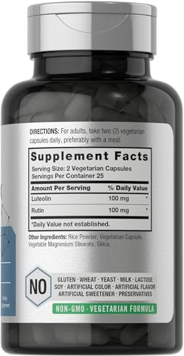Luteolin Complex with Rutin | 50 Capsules | Vegetarian, Non-GMO & Gluten Free Flavonoid Horbäach uk supplements