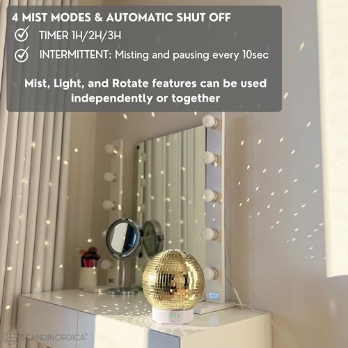Disco Ball Diffuser Rotating - 300 ML Mirror Ball Oil Diffuser, Essential Oils Diffusers for Home SCANDINORDICA uk supplements