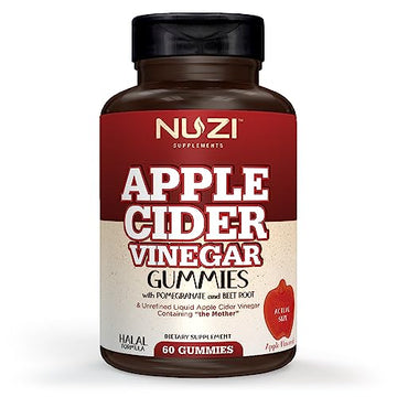 NUZI Apple Cider Vinegar Gummies with Pomegranate & Beetroot | 500 mg | Certified Halal NUZI uk supplements