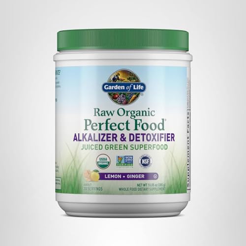 Garden of Life Raw Organic Perfect Food Alkalizer and Detoxifier, Lemon Ginger Flavored Superfood Powder Supplement, 30 Servings Garden of Life uk supplements