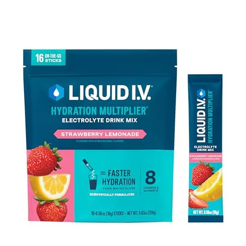 Liquid I.V.® Hydration Multiplier - Strawberry Lemonade | Electrolyte Powder Drink Mix | 1 Pack (16 Servings) Liquid I.V. uk supplements