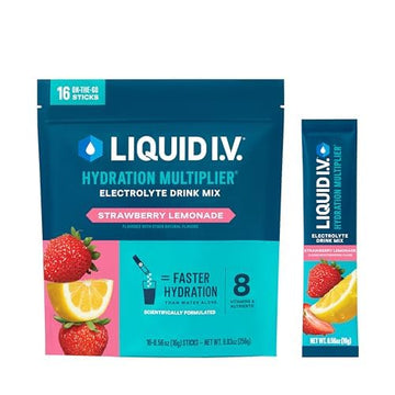 Liquid I.V.® Hydration Multiplier - Strawberry Lemonade | Electrolyte Powder Drink Mix | 1 Pack (16 Servings) Liquid I.V. uk supplements
