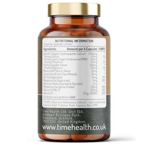 Bone Regen® – Osteo Support – Bone Strength, Density & Fracture Repair – with Calcium, Magnesium, Vitamin D3, K2, Zinc & Collagen Time Health uk supplements