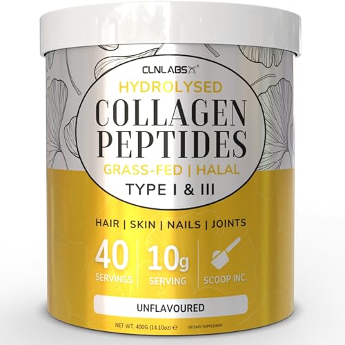 100% Pure Hydrolysed Collagen Peptides Powder - 400g Tub | Halal & Grass-Fed Bovine Collagen CLN Labs uk supplements