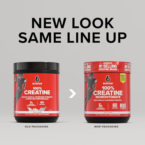Six Star 100% Creatine Monohydrate Powder - Unflavored Micronized Creatine Monohydrate Supplement for Workout Performance, Muscle Building & Strength - Creatine Powder for Women & Men - 60 Servings Six Star uk supplements