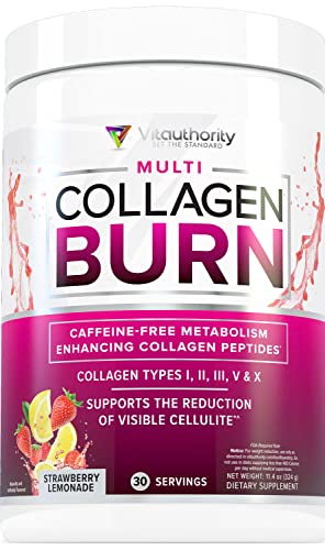 Multi Collagen Burn: Multi-Type Hydrolyzed Collagen Protein Peptides with Hyaluronic Acid Vitauthority uk supplements