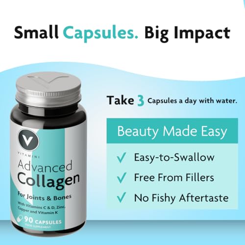 Premium Advanced Collagen Complex for Joint and Bone Health – High Strength Marine Collagen with Vitamin D3 V Vitamini uk supplements