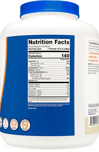 Nutricost Whey Protein Supplement Powder, Vanilla, 5 pounds Nutricost uk supplements