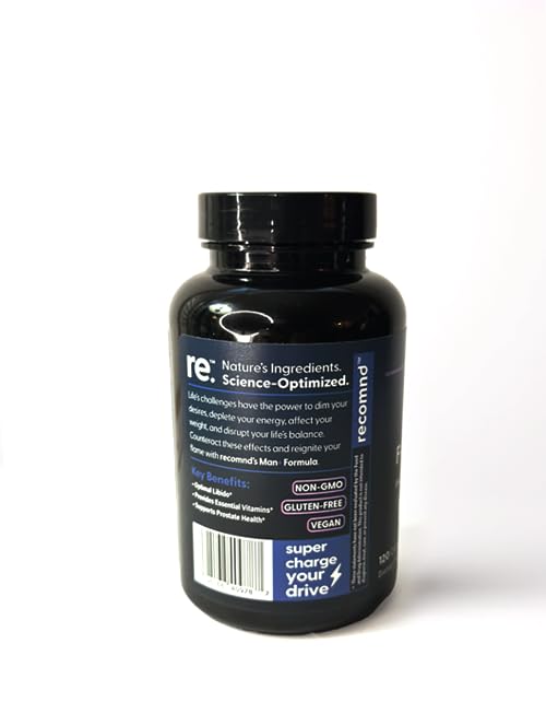 recomnd Nutrition - Man+ Formula, Energy Support, Muscle Support, and Prostate Health Supplements for Men with Vitamin E, Saw Palmetto, Red Korean Ginseng, and More, 120 Capsules recomnd uk supplements