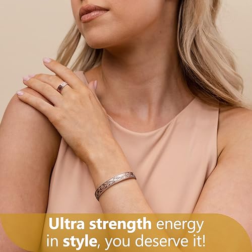 Feraco Magentic Copper Bracelet for Women,Vintage Flower Copper Cuff Bracelet Feraco uk supplements