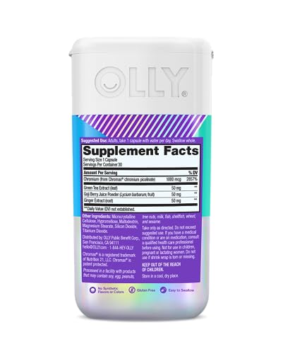 OLLY Combat Cravings, Metabolism & Energy Support Supplement,1000 mcg Chromium OLLY uk supplements