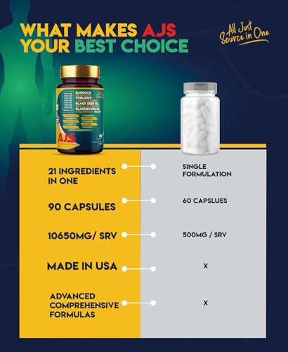 AJS Sea Moss Capsules 3200Mg, Shilajit 1000Mg with Black Seed Oil, Ashwagandha AJS Nutrition uk supplements