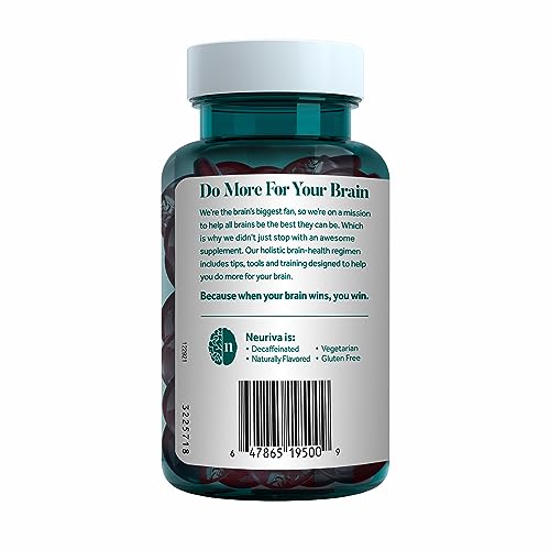 NEURIVA Original Brain Supplement for Memory, Focus & Concentration + Learning & Accuracy with Clinically Tested Nootropics Phosphatidylserine and Neurofactor, Strawberry Flavor, 50 Gummies NEURIVA uk supplements