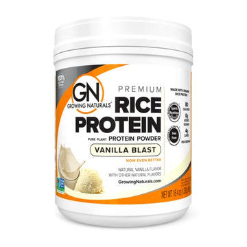 Growing Naturals | Vanilla Rice Powder 15g Plant Protein | 2.8G BCAA, Low-Carb Growing Naturals uk supplements