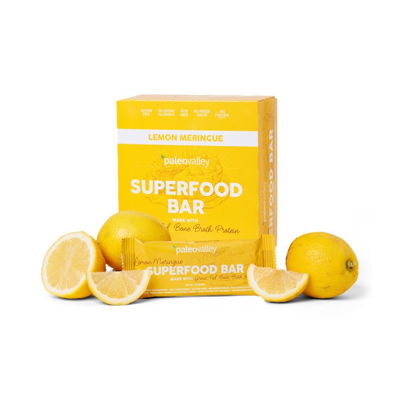 Paleovalley Superfood Bars – Lemon Meringue– 10 Pack – 9g Protein per Bar – Gluten-Free, Grain-Free, Paleo, Non-GMO – On-the-Go Snack Paleovalley uk supplements