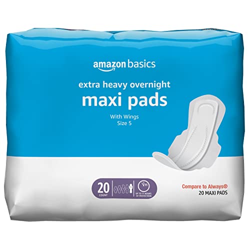 Amazon Basics Thick Maxi Pads with Flexi-Wings for Periods, Extra Heavy Overnight Absorbency Amazon Basics uk supplements