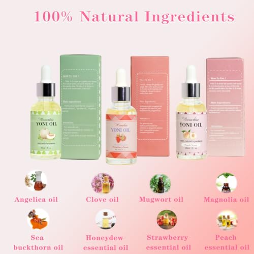 Yoni Oil for Women Set Of 3, 100% Natural Feminine Oil Intimate Deodorant for Women, Eliminates Odor Wovarkie uk supplements