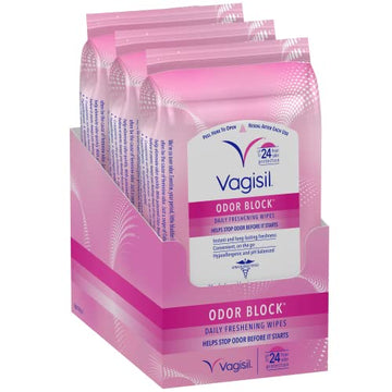 Vagisil Odor Block Daily Freshening Wipes for Feminine Hygiene in Resealable Pouch Vagisil uk supplements