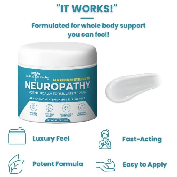 Medical Miracles Neuropathy Cream | Nerve Therapy Max-Potency Relief Cream for Feet, Hands, Legs, and Toes - Enriched with Arnica, Vitamin B6, Aloe Vera, MSM - Crafted for Exceptional Relief 4oz Medical Miracles uk supplements