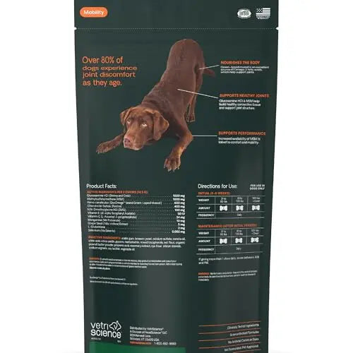 VetriScience Ultimate Strength Hip & Joint Supplement for Dogs, GlycoFlex Plus – MSM, Chondroitin & Green-Lipped Mussel Chews for Mobility, Flexibility, Comfort & Support, Peanut Butter Flavor 120 Cnt VETRISCIENCE uk supplements