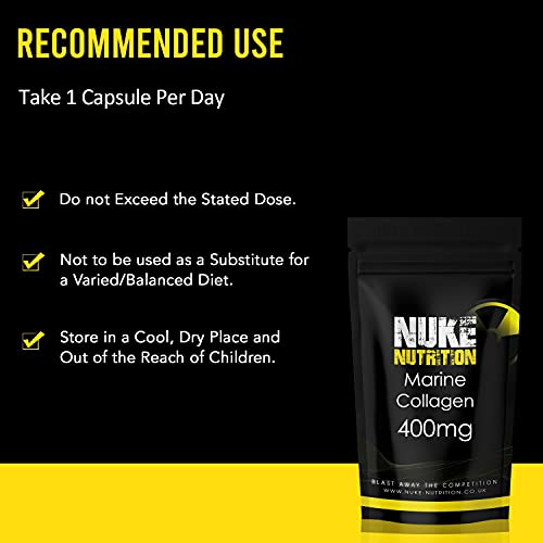 Nuke Nutrition Marine Collagen Capsules - 400mg - 120 Capsules - High Strength Collagen Nuke Nutrition uk supplements