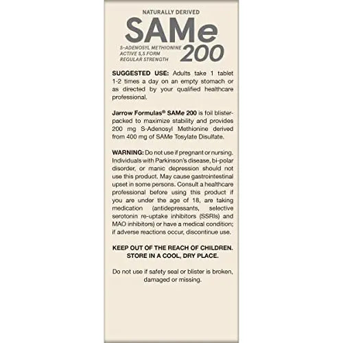 Jarrow Formulas® Same 200 mg, Supports Joint Health, Liver Function, Brain Metabolism, 60 Tablets, Up to A 60 Day Supply Jarrow Formulas uk supplements