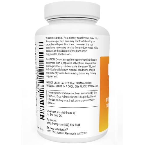 Dr. Berg's Vitamin D3 K2 Supplement w/MCT Oil - Includes 10,000 IU of Vitamin D3 Dr. Berg Nutritionals uk supplements