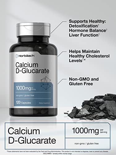 Calcium D-Glucarate 1000mg | 120 Capsules | Non-GMO, Gluten Free Supplement Horbäach uk supplements