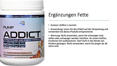 BELIEVE Pump Addict Ultimate Pre-Workout and Energy Formula Sour Peach, 550 g Believe uk supplements