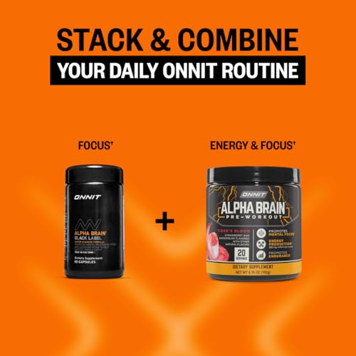 ONNIT Alpha Brain Black Label Capsules, IGEN Non-GMO Tested Citicoline Brain Supplement for Concentration and Memory, Lion’s Mane, Lutemax Lutein, L Theanine and Mucuna Pruriens, 80 Count ONNIT uk supplements