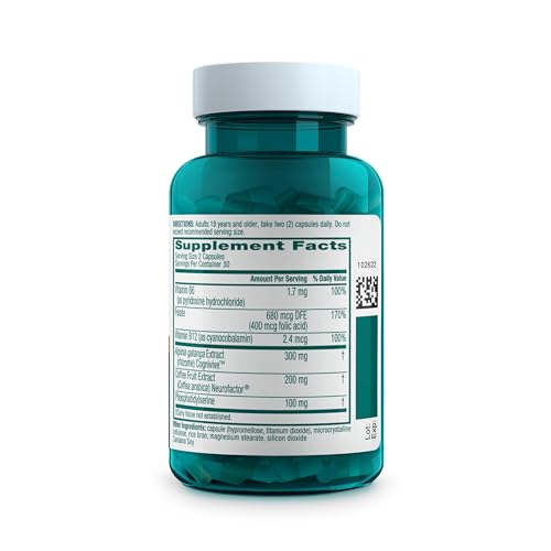 NEURIVA Ultra Decaffeinated Clinically Tested Nootropic Brain Supplement for Mental Alertness, Memory, Focus & Concentration, Cognivive, Neurofactor, Phosphatidylserine, Vitamins B6 B12, 60 Capsules NEURIVA uk supplements