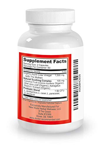 Apple Cider Vinegar Capsules - 100% Organic Apple Cider Vinegar Pills 1500 mg DOCTOR RECOMMENDED SUPPLEMENTS uk supplements