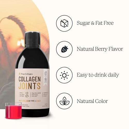 True Collagen Joint Peptides - Pack of 500ml, Berry Flavour | Dietary Supplements with Turmeric & Green Tea Extract True Collagen uk supplements