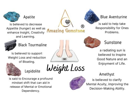 Weight Loss Crystals and Stone Sets Manifestation, Set of 6 Black Tourmaline, Amethyst Amazing Gemstone uk supplements