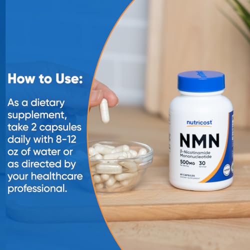 Nutricost NMN (Nicotinamide Mononucleotide) 500mg, 60 Capsules - Vegetarian Friendly, 30 Servings, Gluten Free, GMO Free Nutricost uk supplements