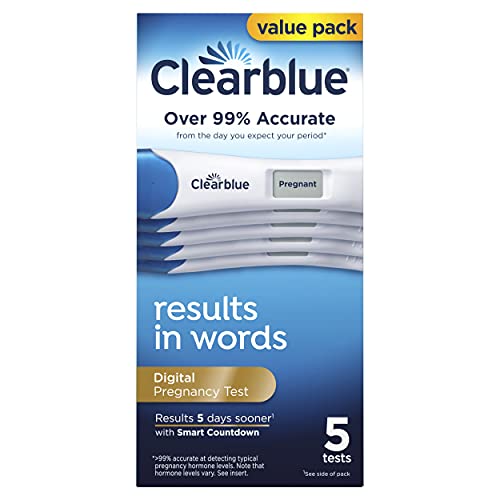 Clearblue Digital Pregnancy Test with Smart Countdown, Multi, 5 count Clearblue uk supplements