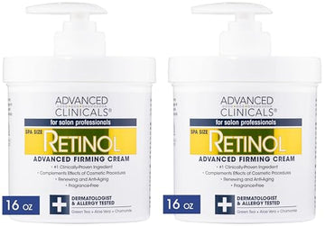 Advanced Clinicals Retinol Cream. Value Set- Two spa size 16oz bottles with pump Advanced Clinicals uk supplements