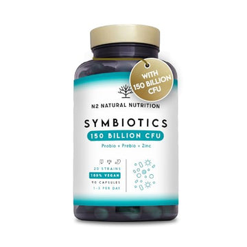 Probiotics 150 Billion CFU - 20 Strains with Prebiotics & Zinc. Highest Concentration N2 Natural Nutrition uk supplements