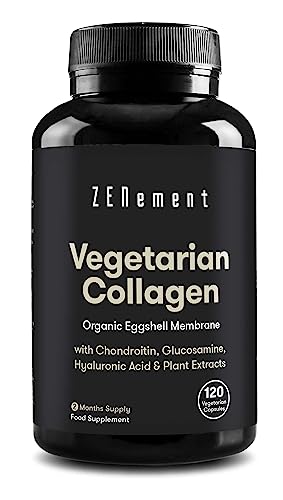 Vegetarian Collagen, from Organic Eggshell Membrane, 120 Capsules | with Glucosamine, Chondroitin, Hyaluronic Acid and Plant Extracts Zenement uk supplements